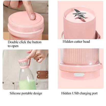 Mini Fast Juice Juicer Fresh Fruits Mixer Smoothie Bottle Handheld 6-Blade USB Rechargeable Multifunctional Fruit Blender